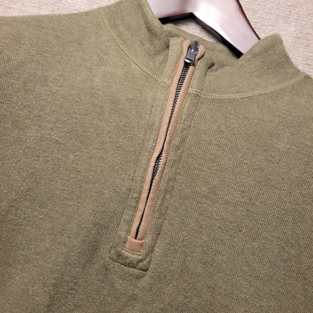 Cremieux Quarter Zip Pullover Mens Large Olive Green Suede Elbow Patches Sweater